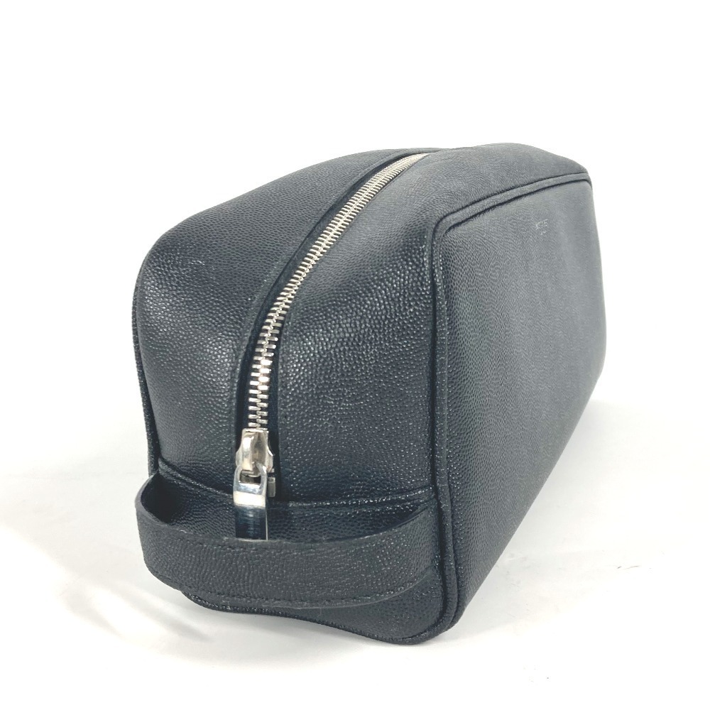 SAINT LAURENT PARIS Logo Grooming Bag Leather Black - Picture 4 of 9